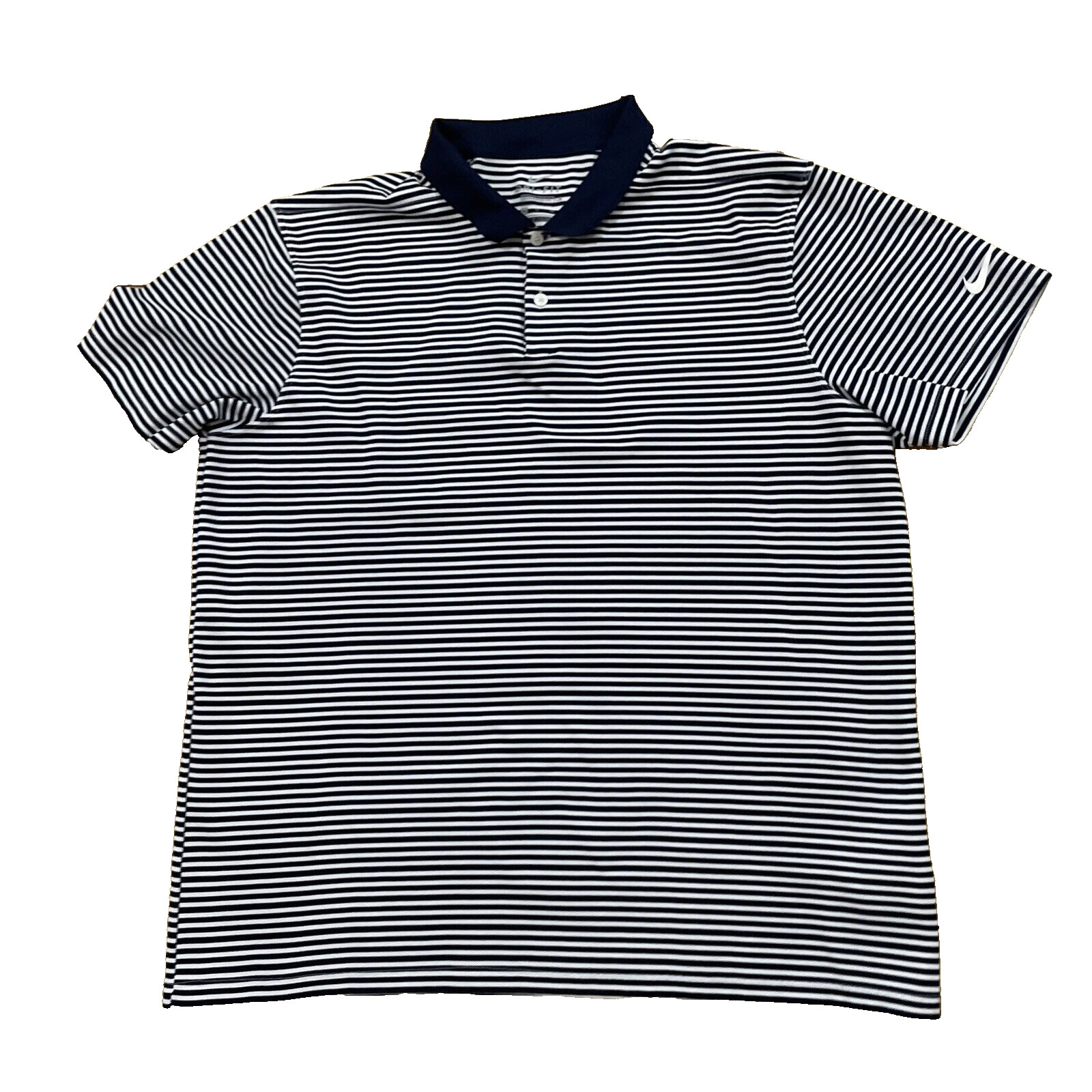 NIKE Dri-Fit Polo Shirt Men XL Blue Striped Preppy Old Money Sports Standard Fit