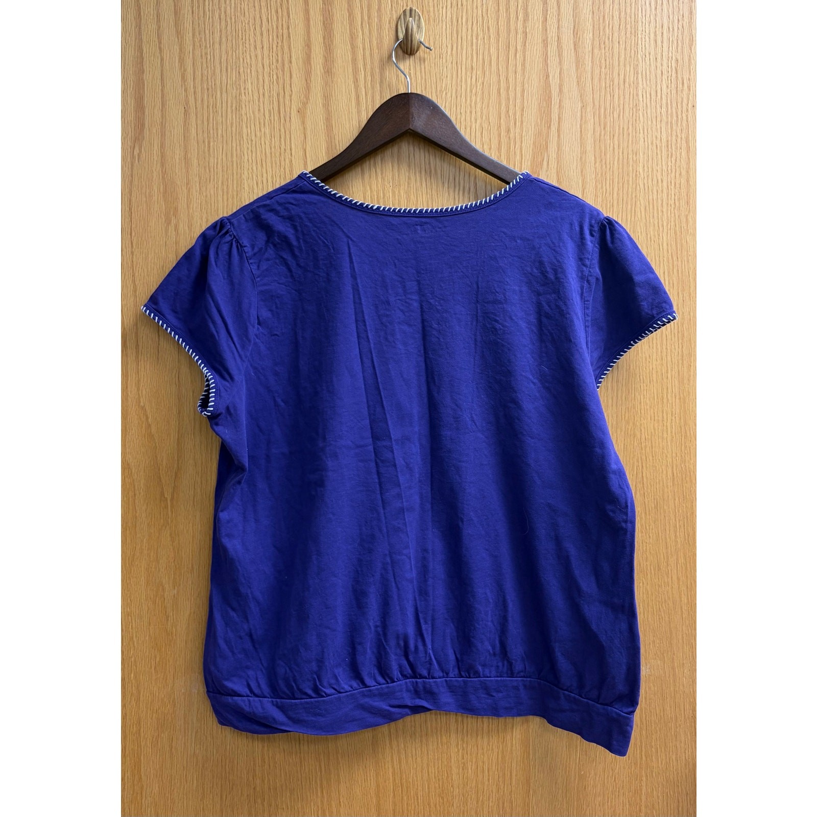 St Johns Bay Cotton Boho Peasant Casual Cottagecore Embroidered Purple Blouse XL
