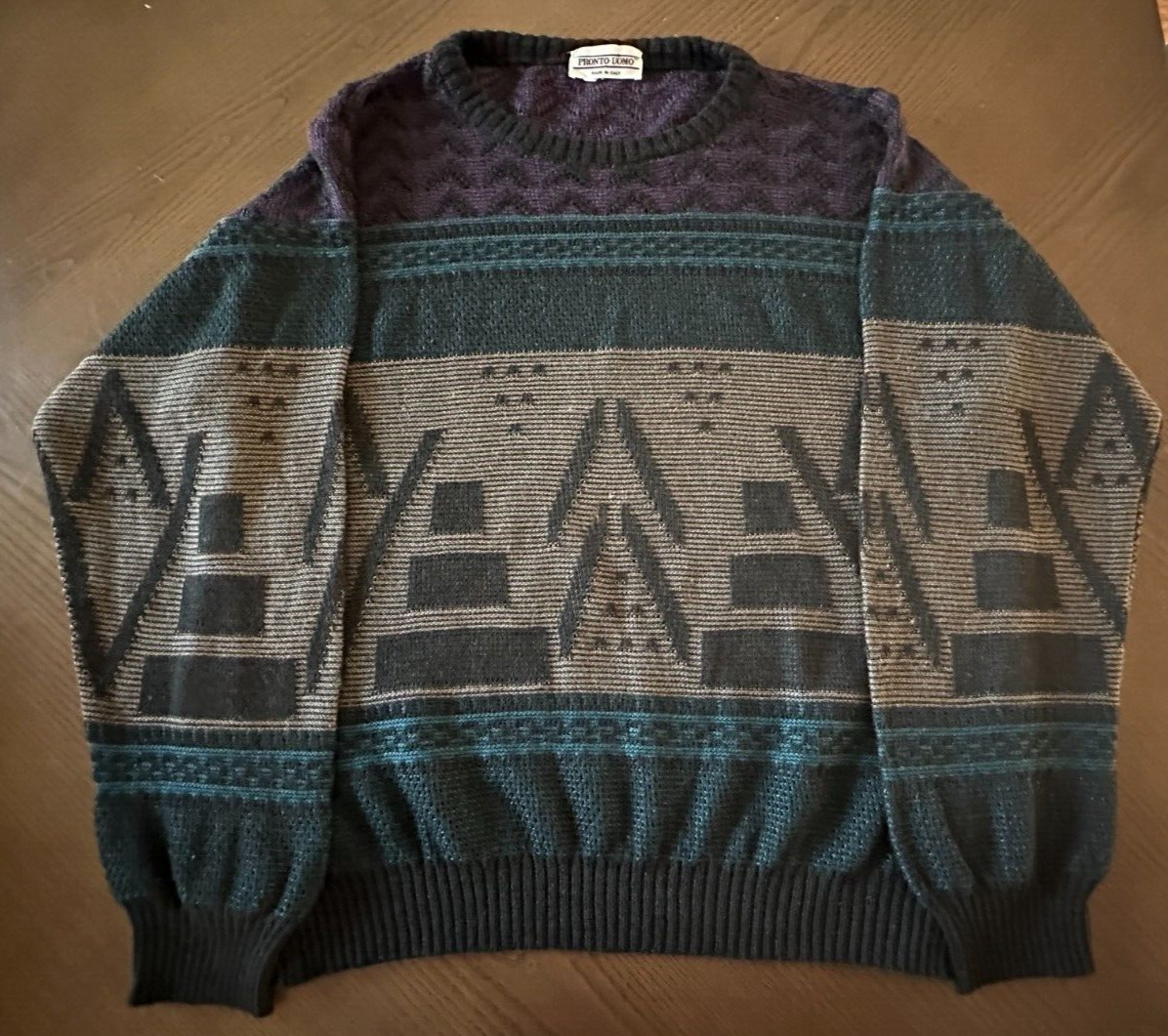 Vintage Pronto-Uomo Cosby Sweater Men’s Size L 90’s Grunge Biggie Hip Hop Italy