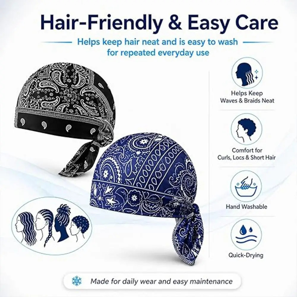 Paisley Print Hijab Cap Bandana Headscarf UV Protection Quick Dry Cycling