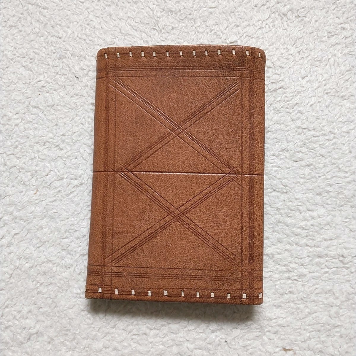 New Artisan Made in Morocco Leather Clutch Bag Wallet Brown Snap Button Ethnic