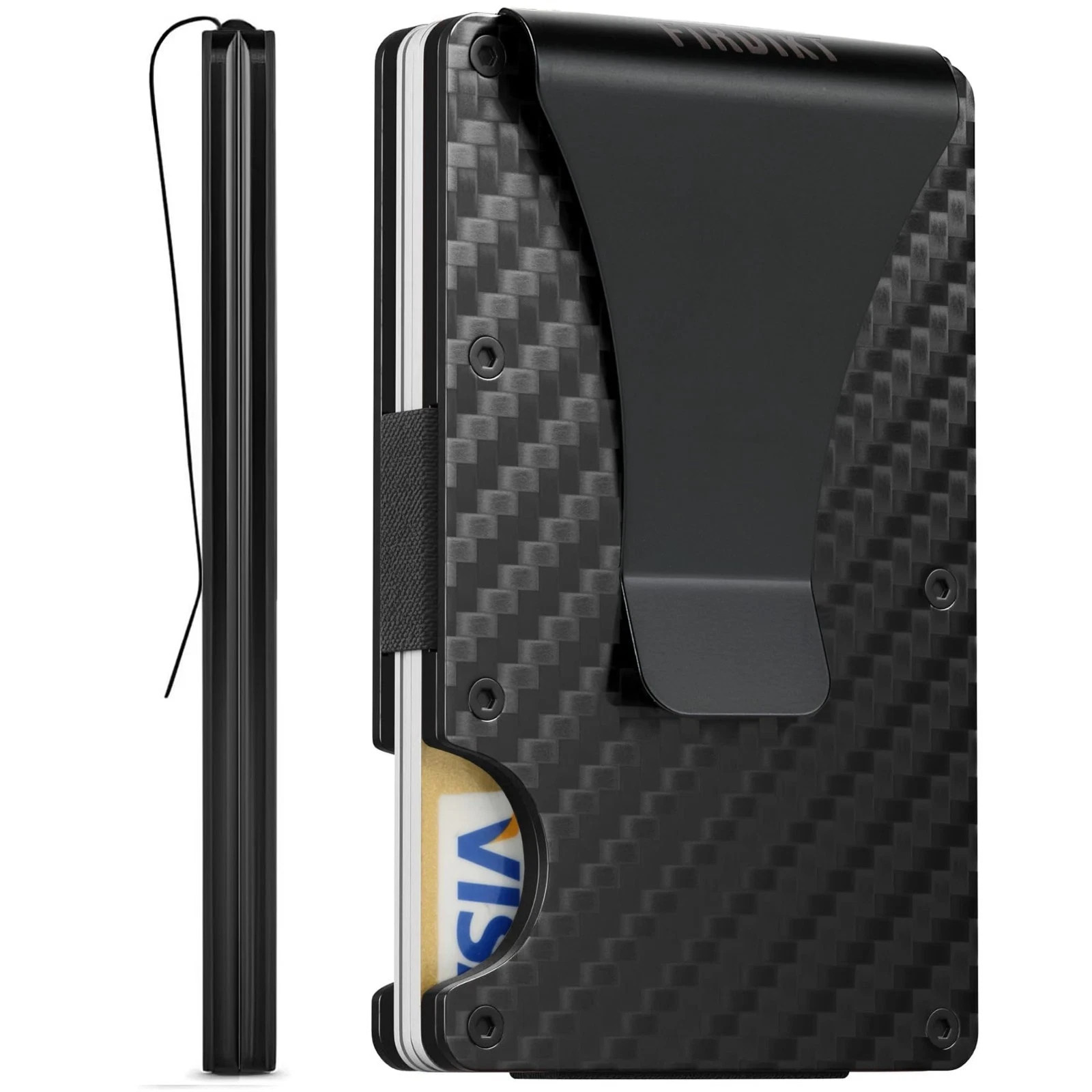 Men’s RFID Blocking Slim Wallet Carbon Fiber Money Clip & Card Holder