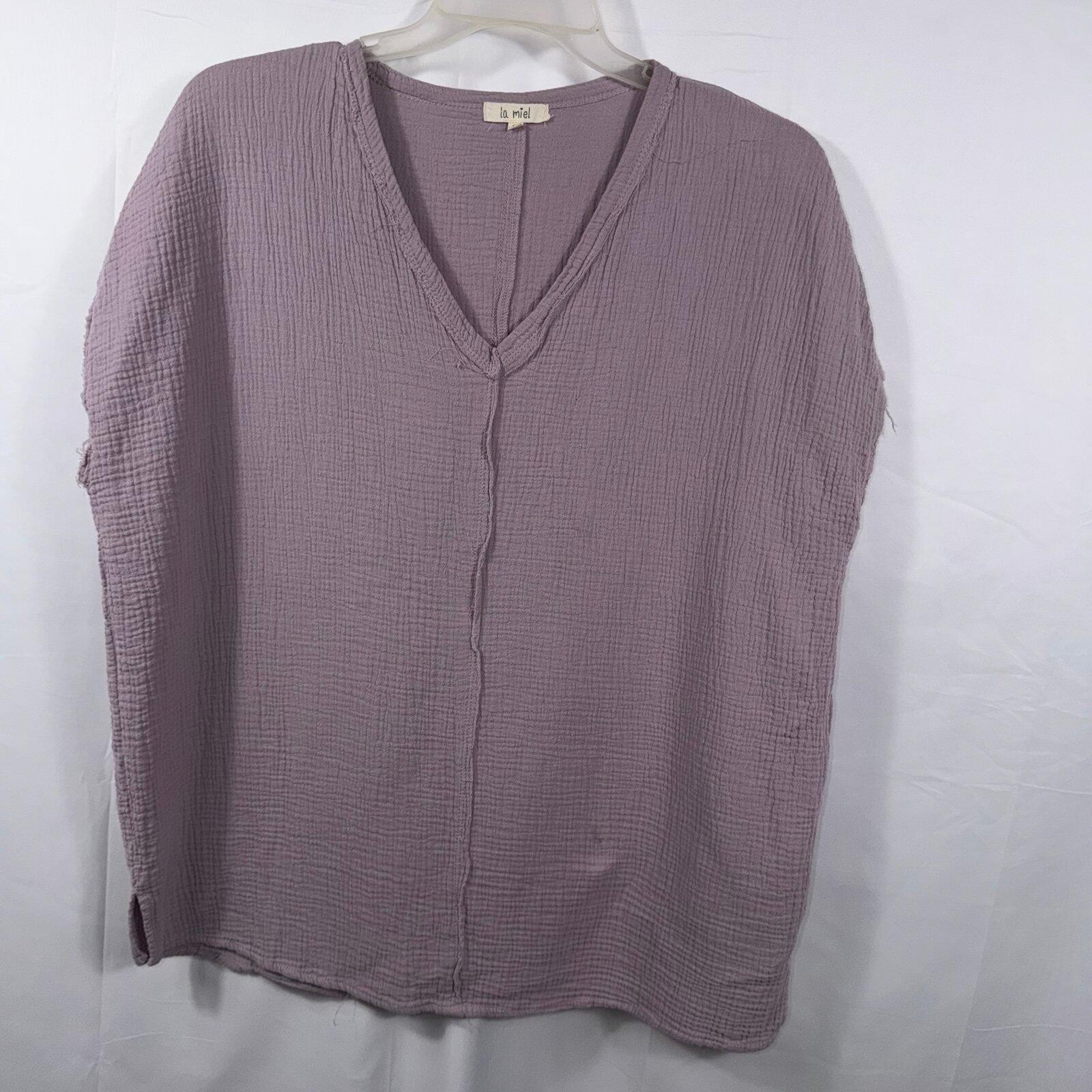 La Miel Mauve Double Gauze Cotton Top Size Large
