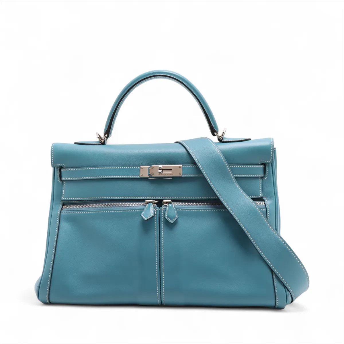 Hermès Kelly lakis 35 Veau Swift Blue Jean Silver Metal Fittings □N:2010