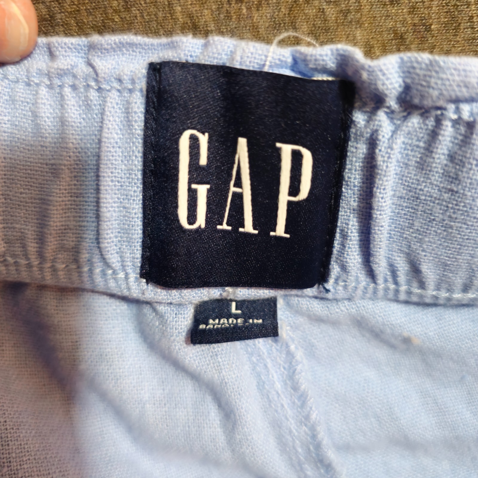 GAP Blue Linen Blend Drawstring Pull On Summer Casual Shorts Size Large