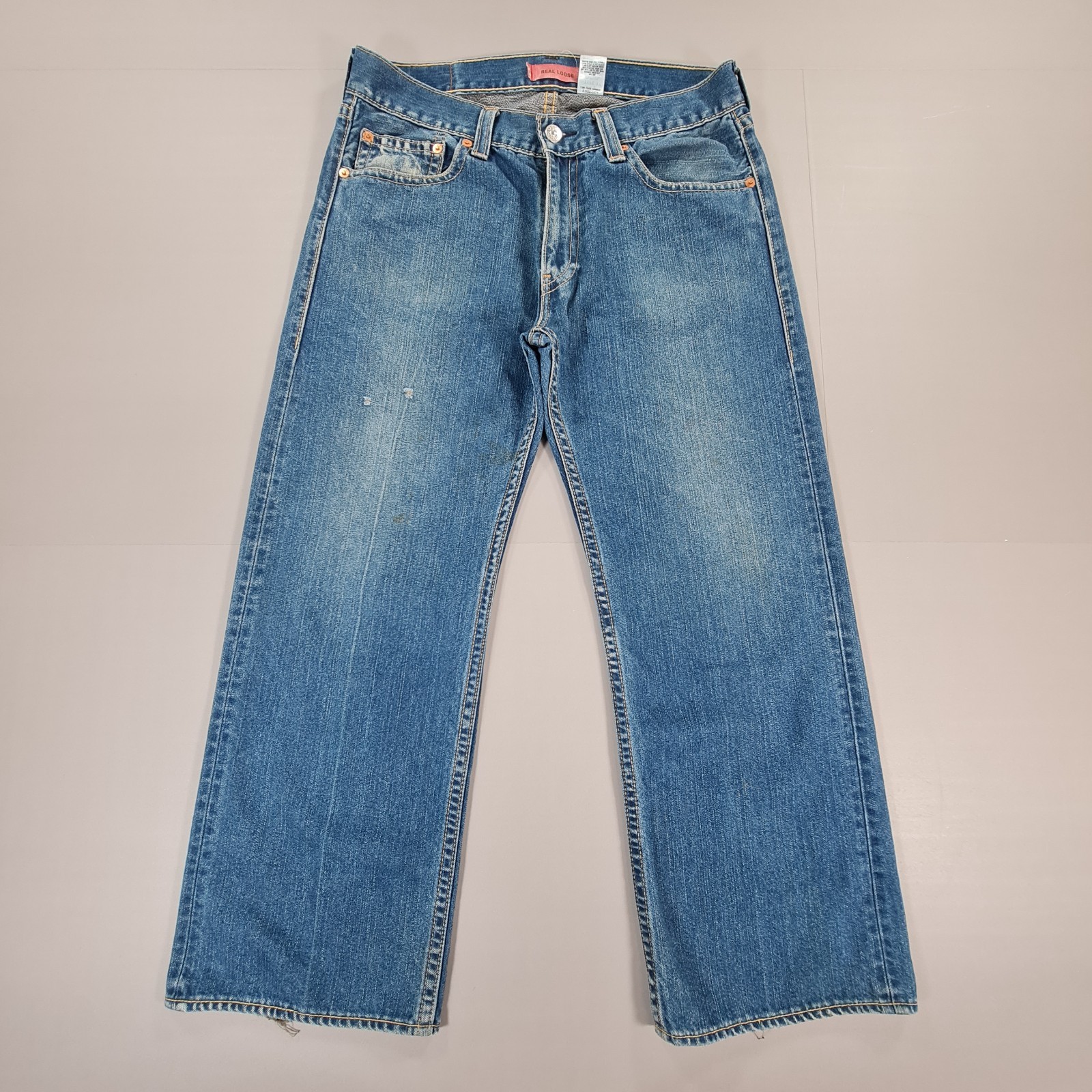 Levis Mens Baggy Jeans Blue W36 L30 Real Loose Type 1 Straight Leg Denim