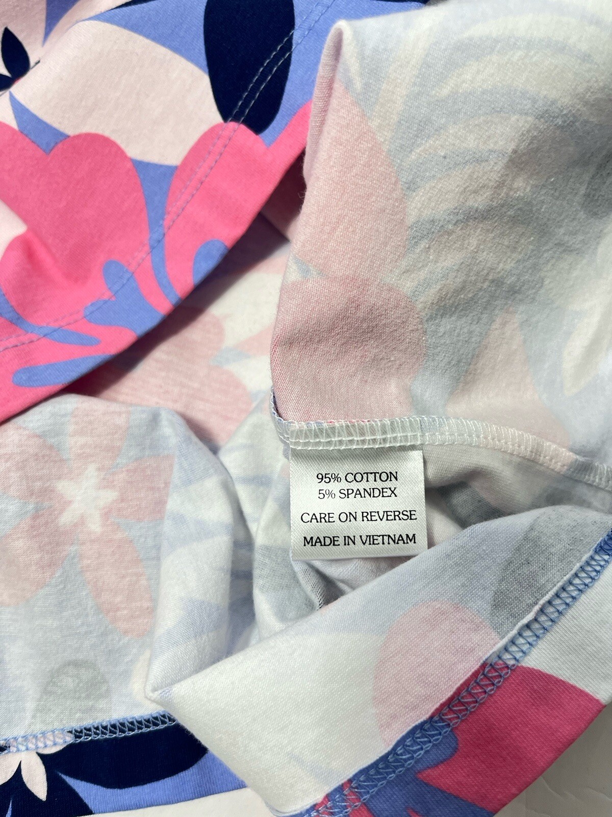 Ana Clare Dress Women XL Pink Blue Floral Knee Length 3/4 Sleeve Active Cotton