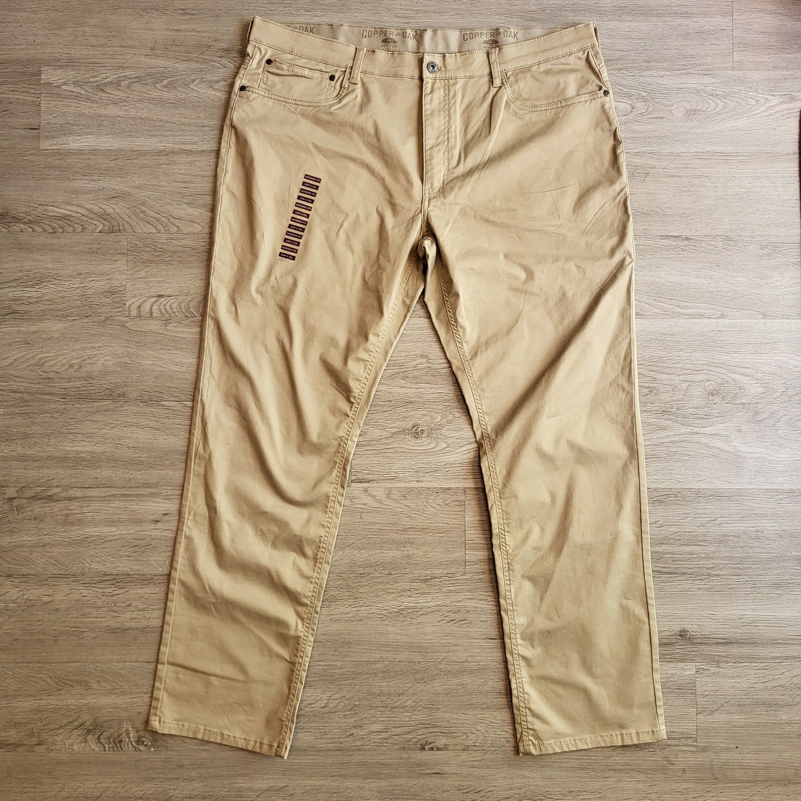 Copper and Oak 5 Pocket Men’s Khaki Straight Fit Stretch Fabric Pants 42×32