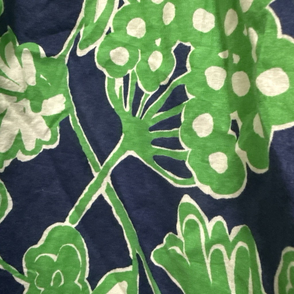 Lilly Pulitzer Women’s XS Green Blue White Floral V-Neck 3/4 Drawstring Dress