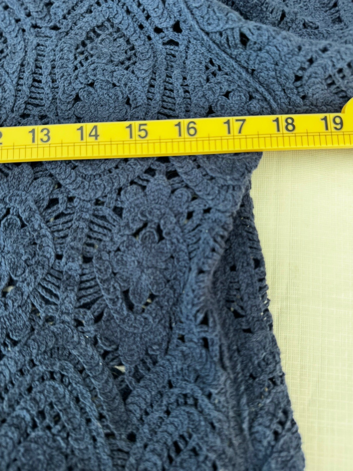 Solitaire Crochet Top Women’s Size X-Small Blue Cropped Oversized Boho Y2K EUC
