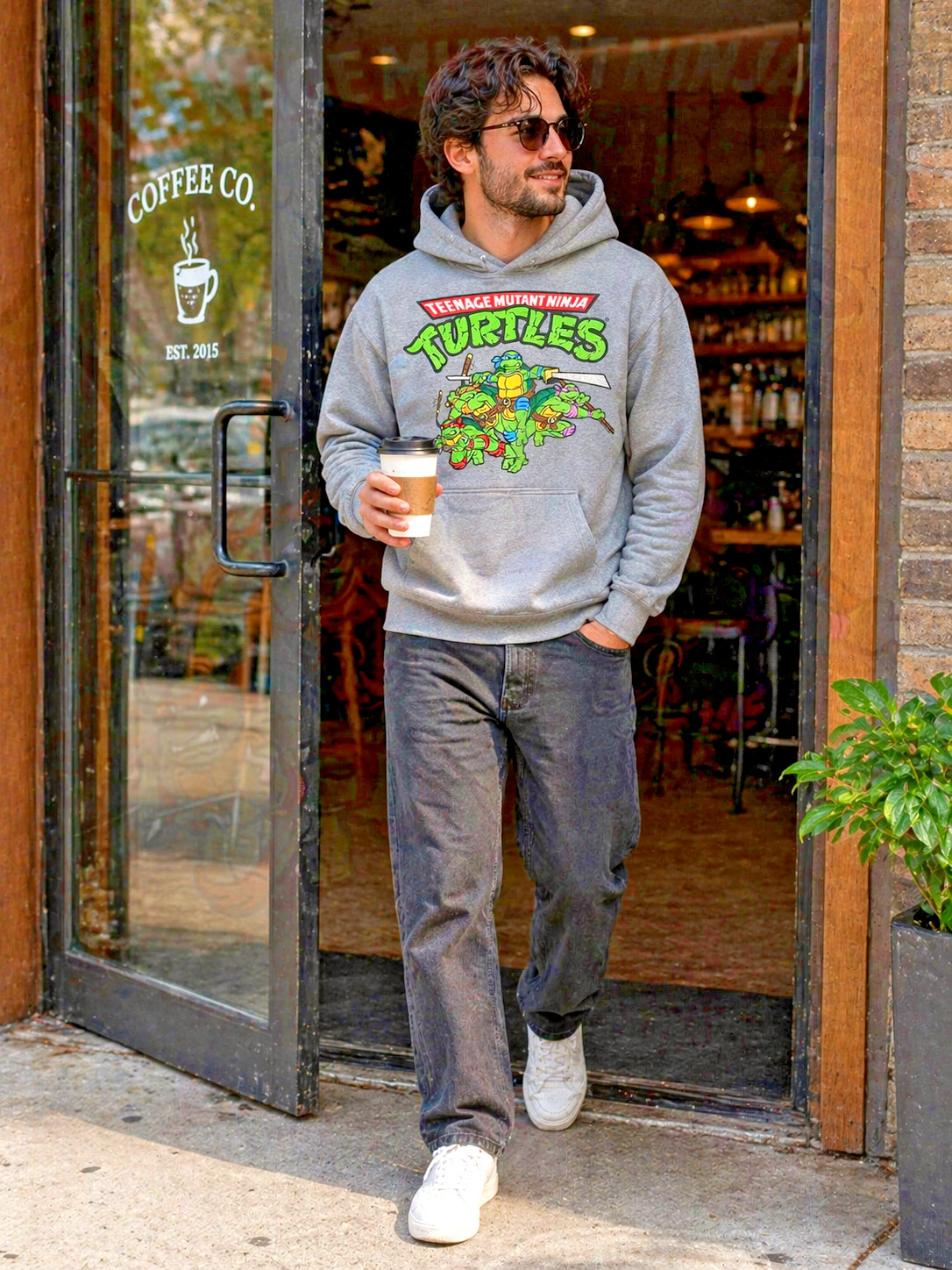 Teenage Mutant Ninja Turtles Hoodie Mens XL Gray Graphic Pullover TMNT Retro