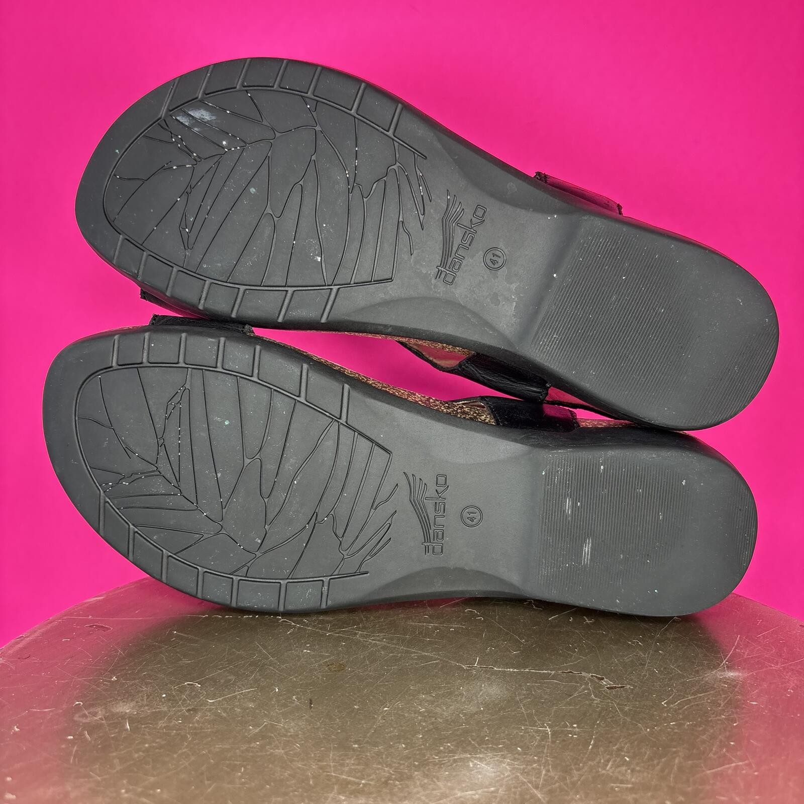 Dansko Reece Black Leather Toe Loop Slingback Sandal EU 41