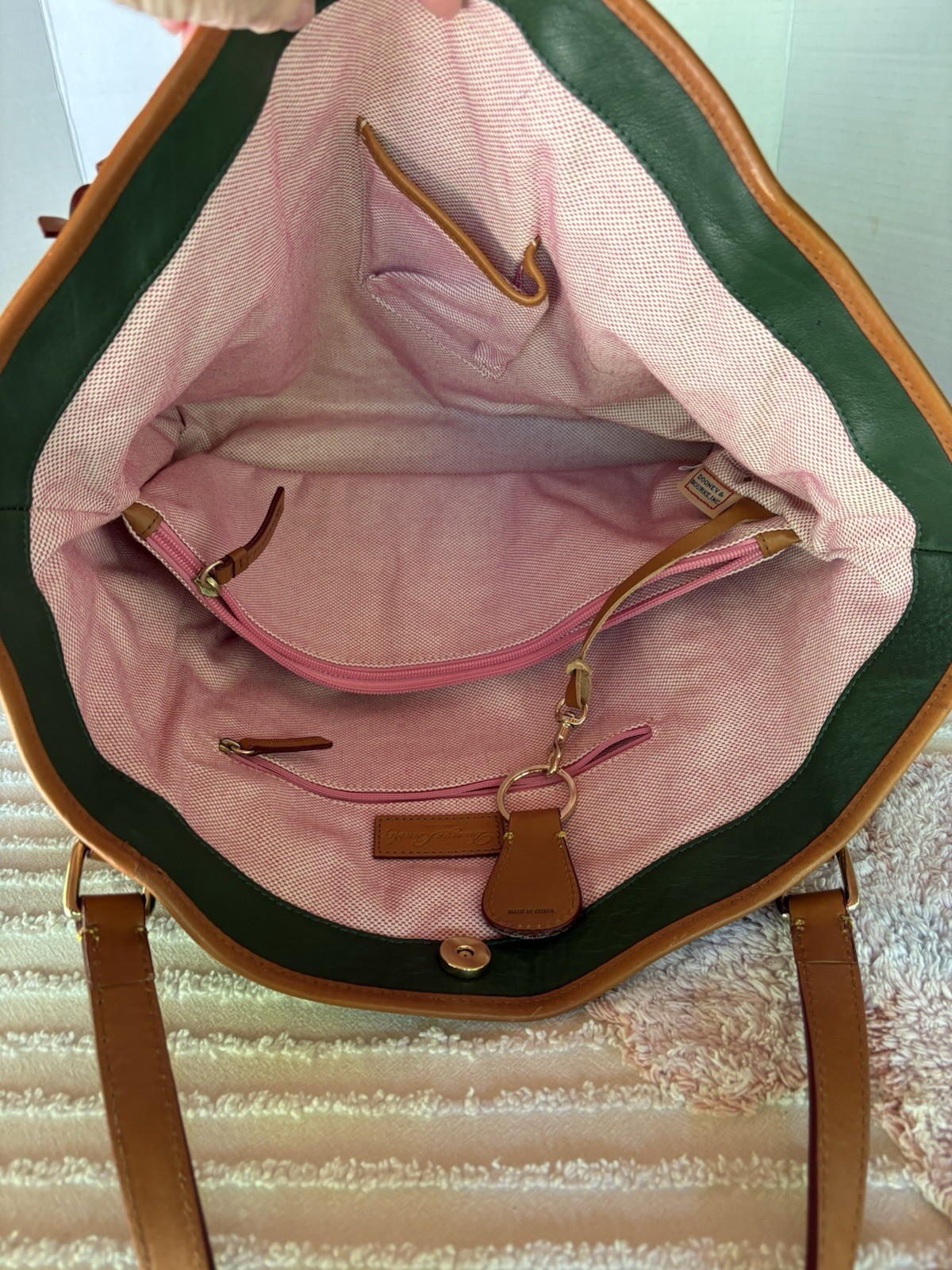 Dooney & Bourke All Weather Leather Shoulder Bag Green Pebbled Leather *MINT COA