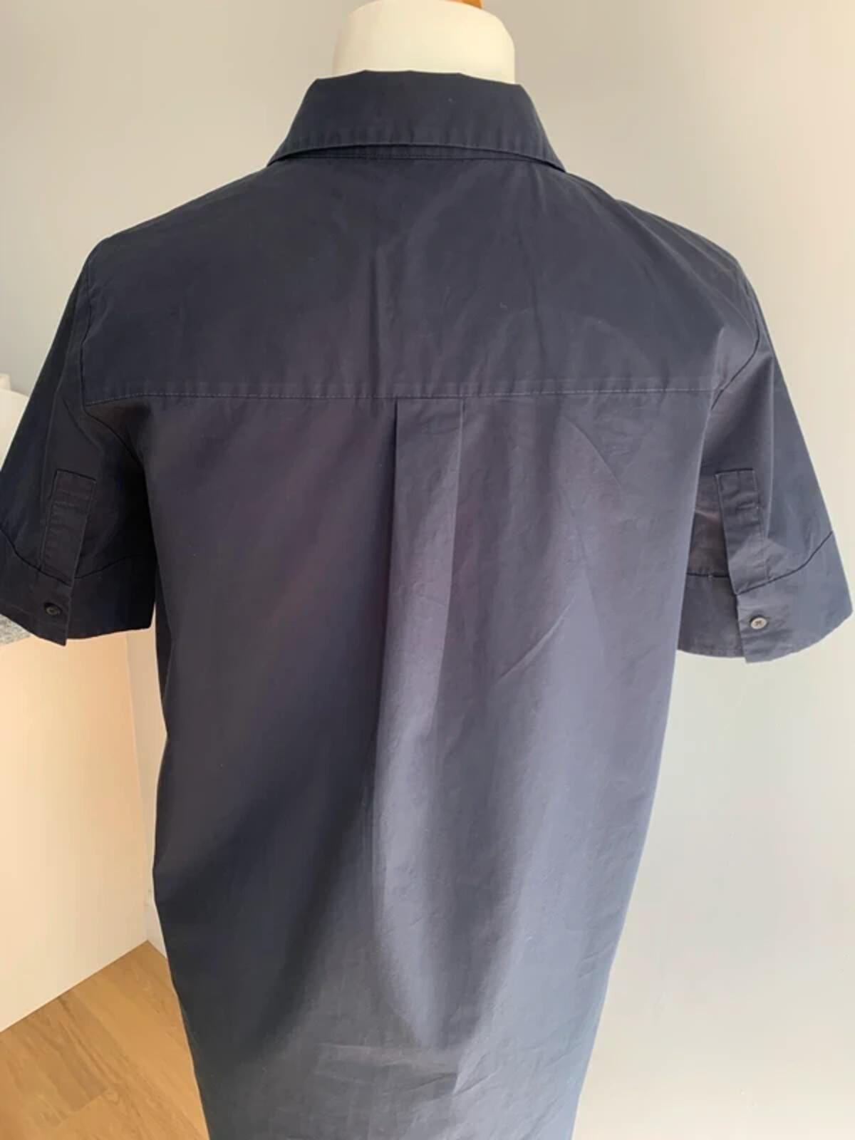 COS Navy Blue Cotton Shirt Dress Size 38 UK 12 Short Sleeve Utility Pockets LN