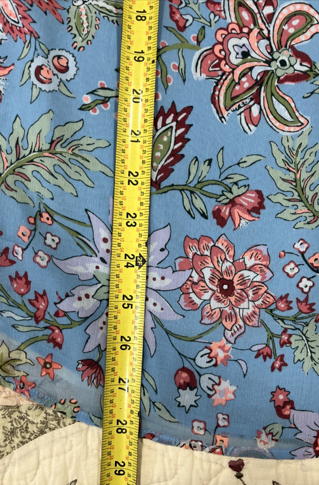 LOFT Blouse Top Women’s Size L Blue Floral Bell Sleeves Ties In Front Lined