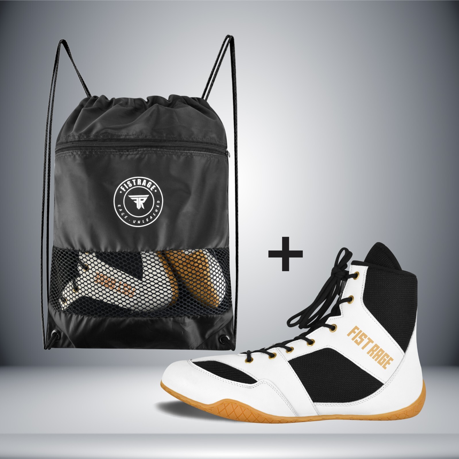 FISTRAGE Boxing Shoes Microfiber Leather Kickboxing And Training With Sting Bag