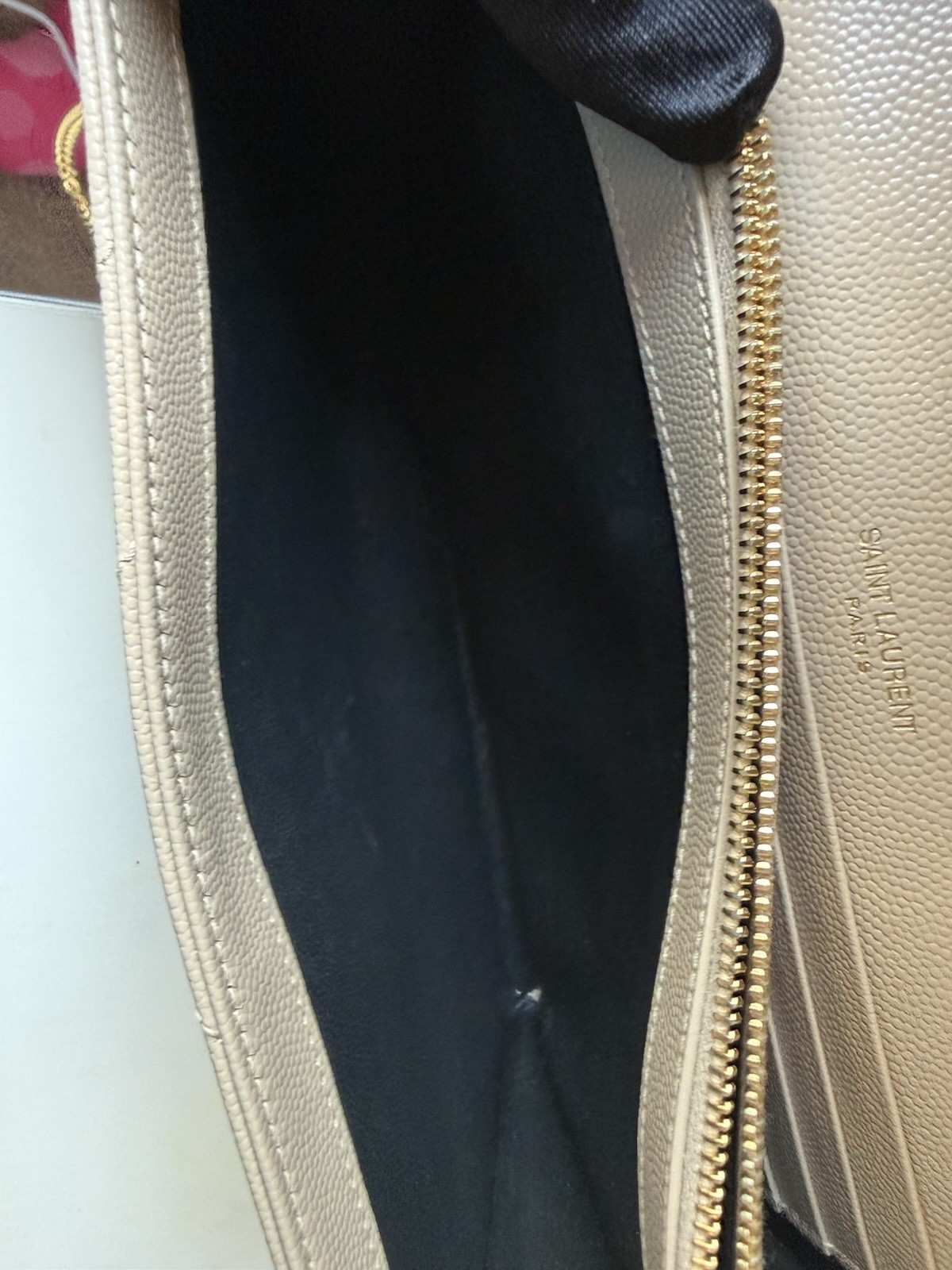 Saint Laurent YSL Leather Wallet On Chain On Chain Grained leather- Dark Beige