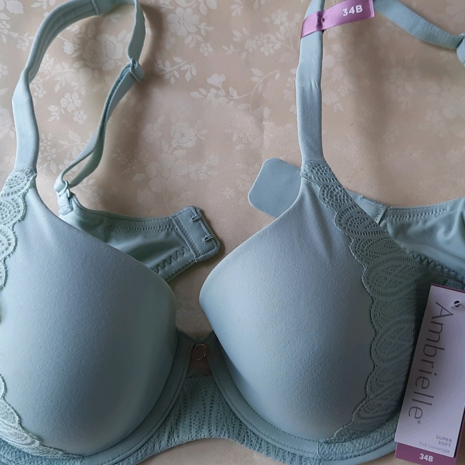 Ambrielle Women’s Bra, 34B, Full Coverage, Super Soft, Silt Green Color