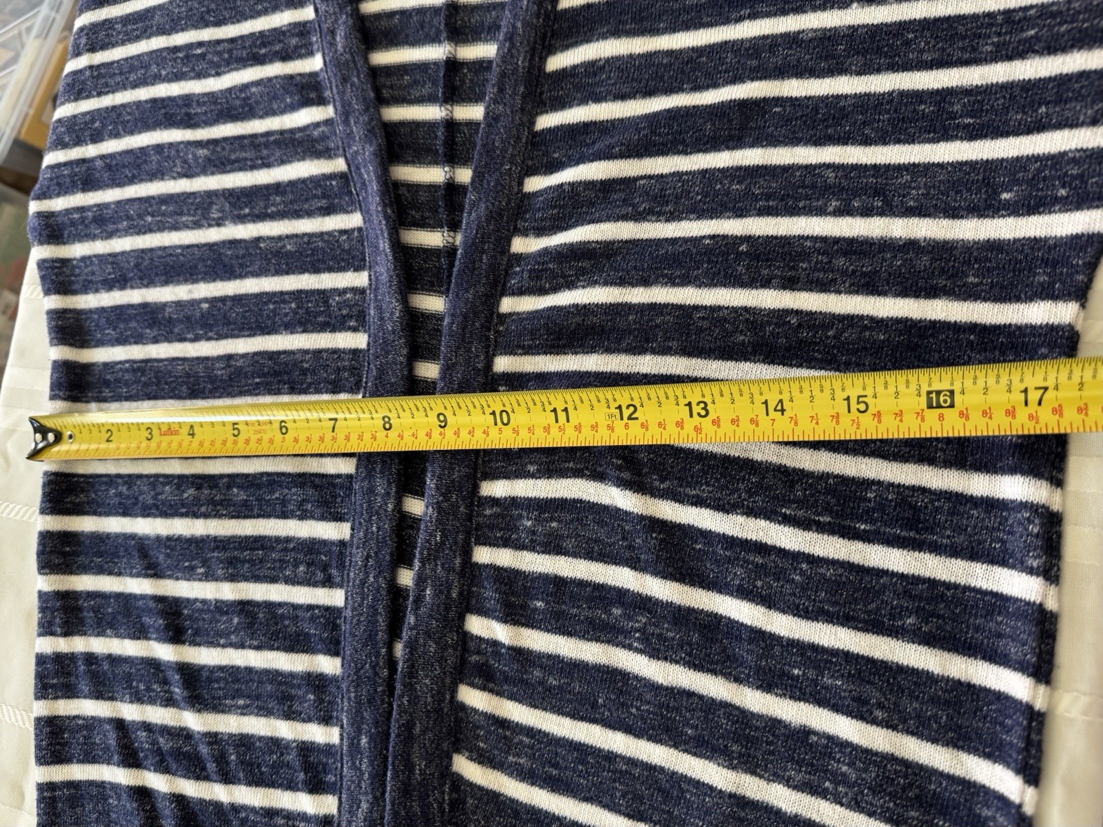 Old Navy, Navy Blue & White Striped Open Front Cardigan, Size L