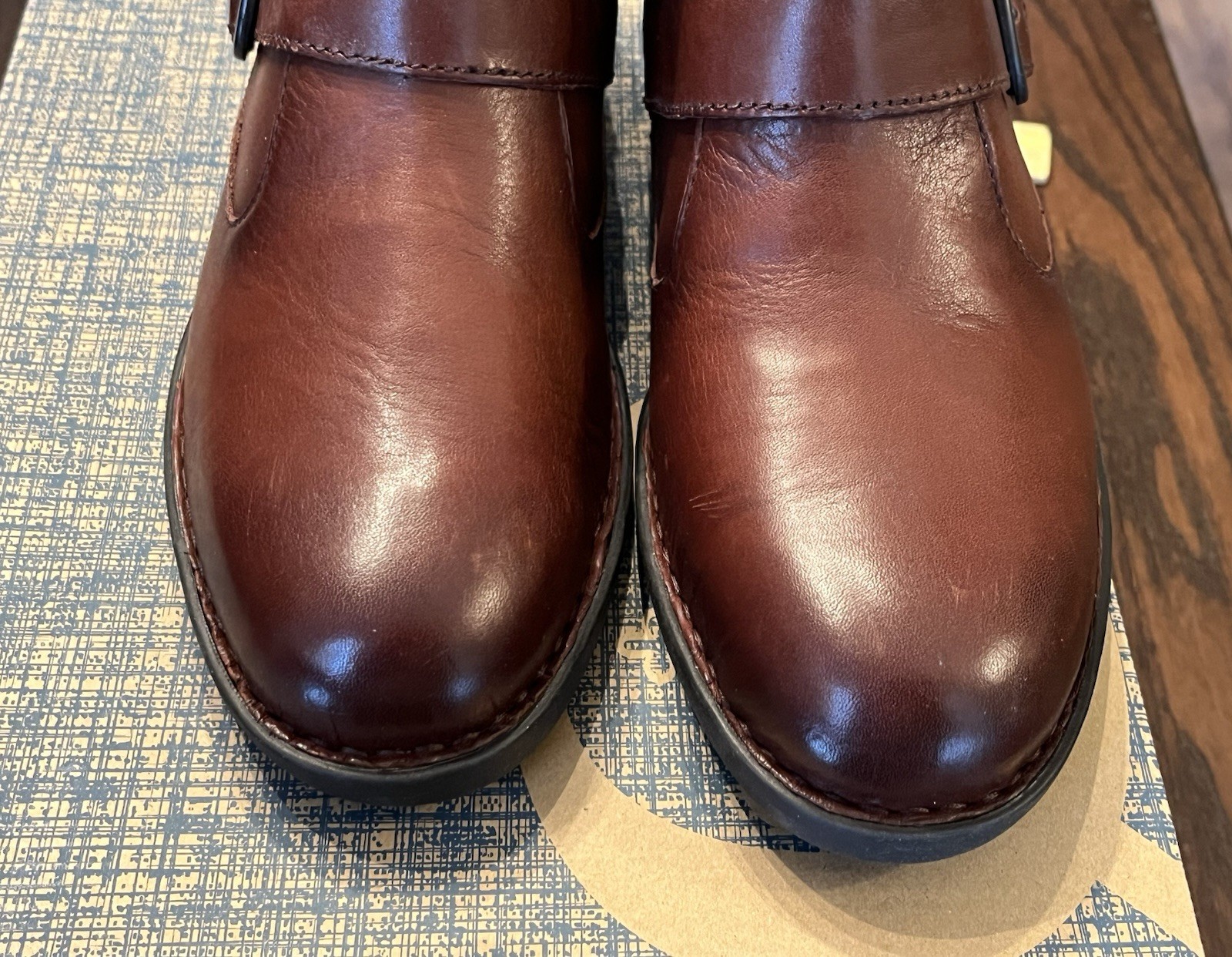 Born Boots Woman’s 9.5M Regis Ankle Bootie Cognac Brown Leather Moto Western NWT