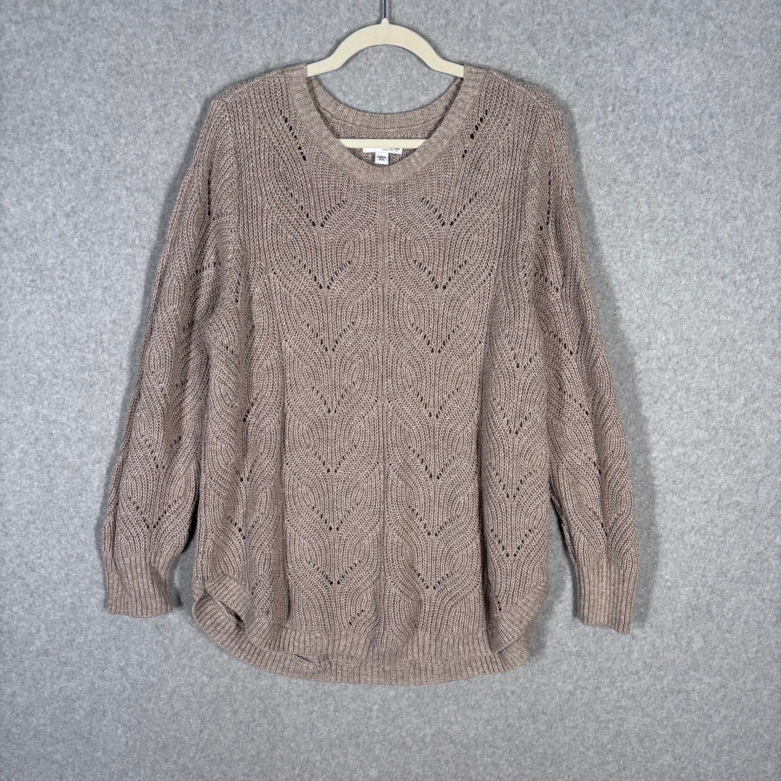 Sonoma Open Knit Sweater XXL Tan Oatmeal Heritage Fisherman Cottage Neutral