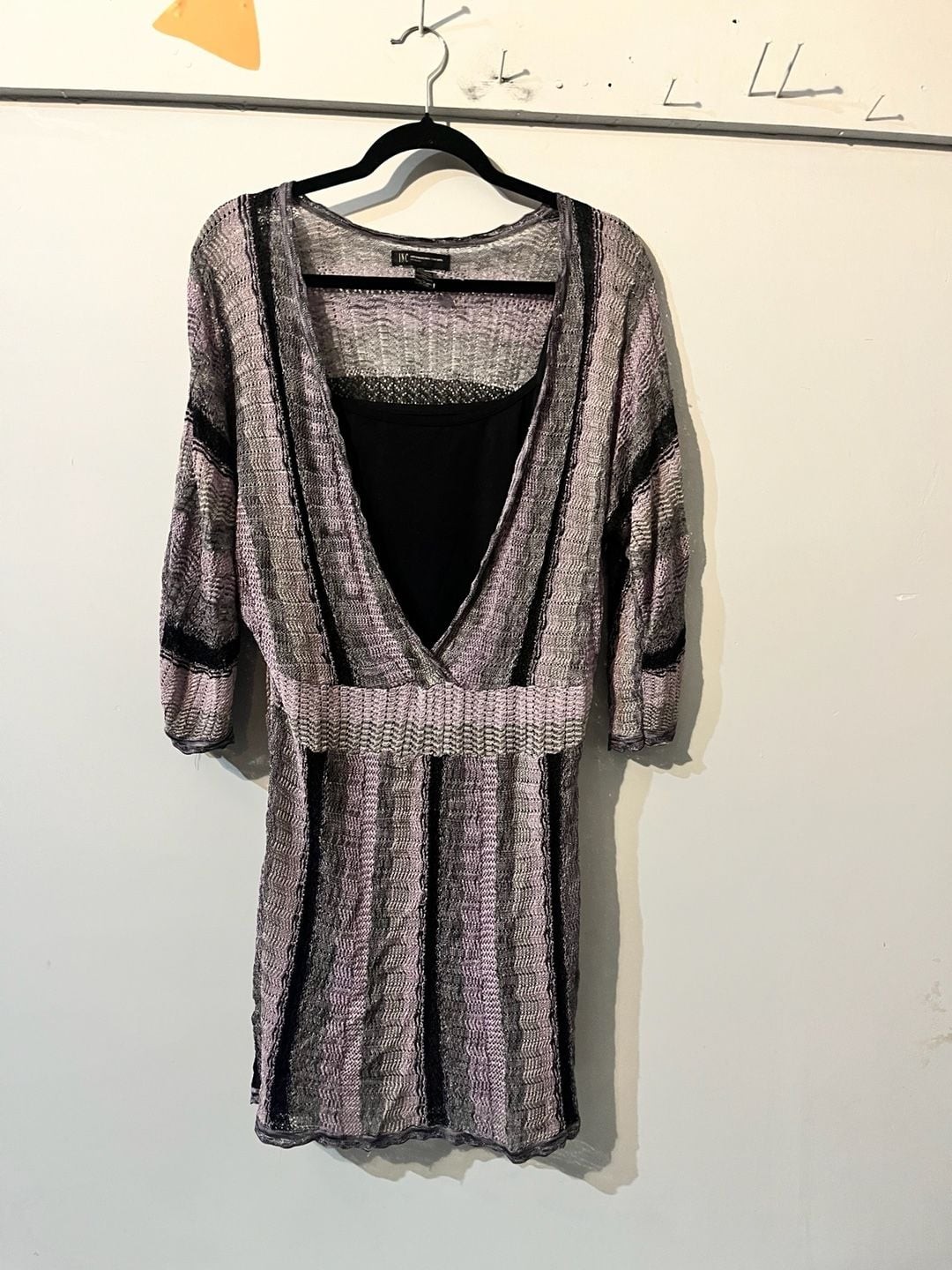 011-0008 INC International Concepts Metallic Stripe Layered Sweater Dress