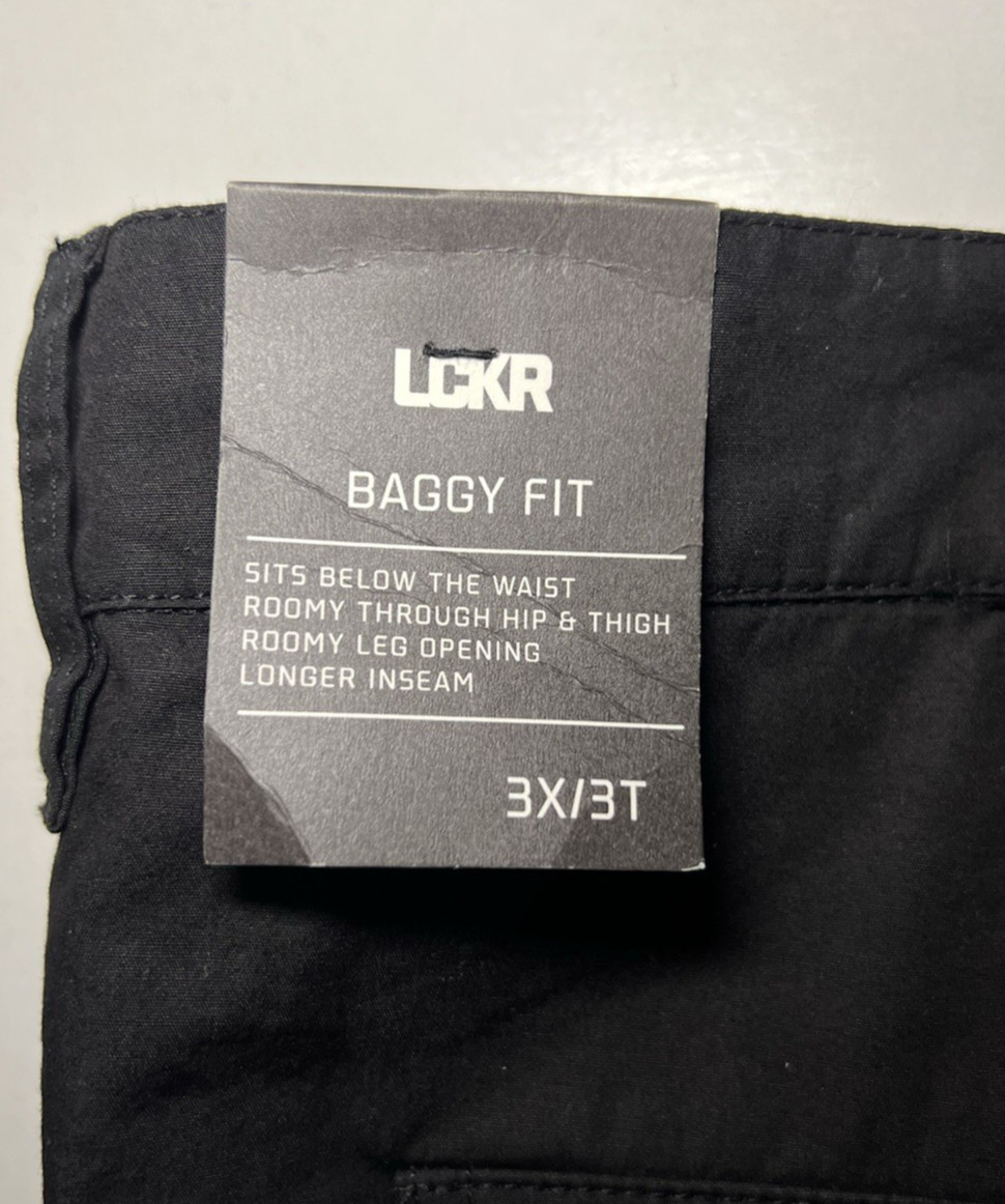 LCKR Men’s Size 3XL Black Trinity Baggy Fit Parachute Cargo Pants $49.95 Retail