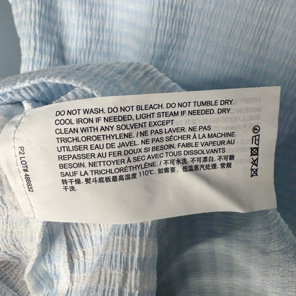 NWT Theory Light Blue Textured Cap Sleeve Top | Size Large