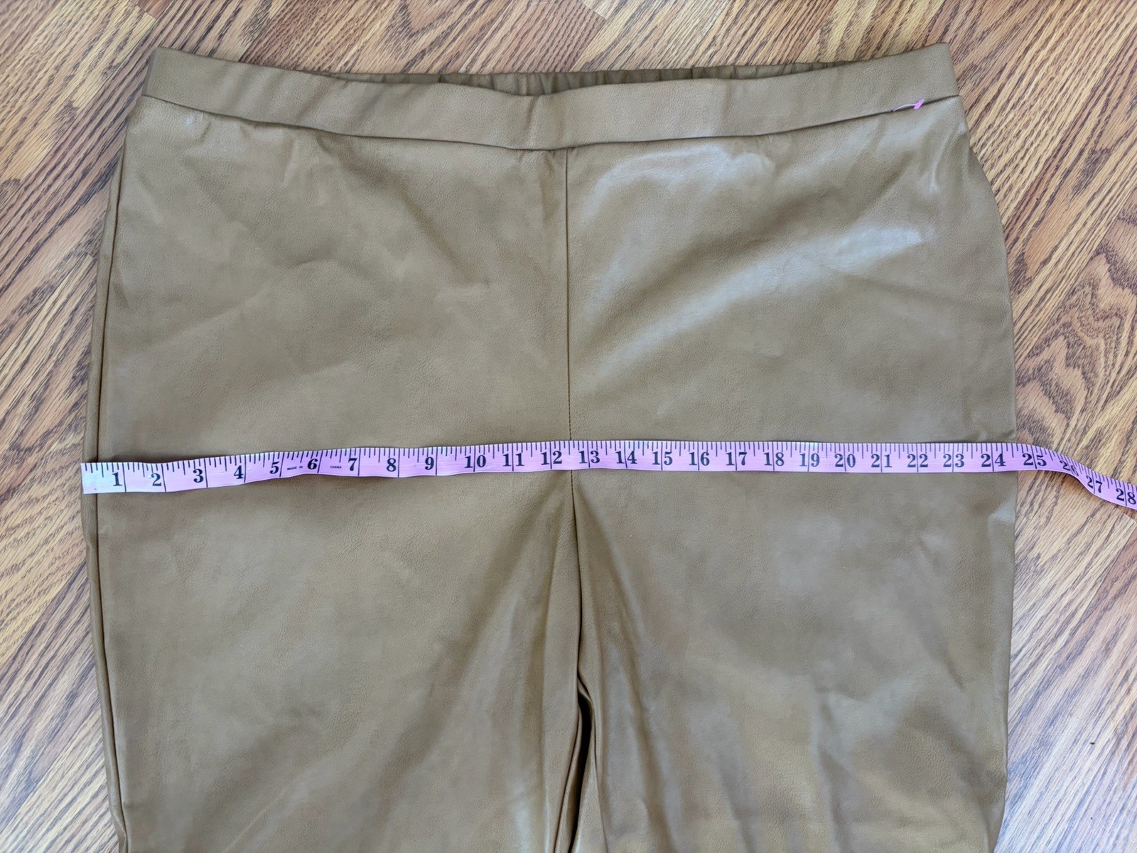 Women’s Camel Faux Leather Leggings Pants Stretch Elastic Waist Plus Size