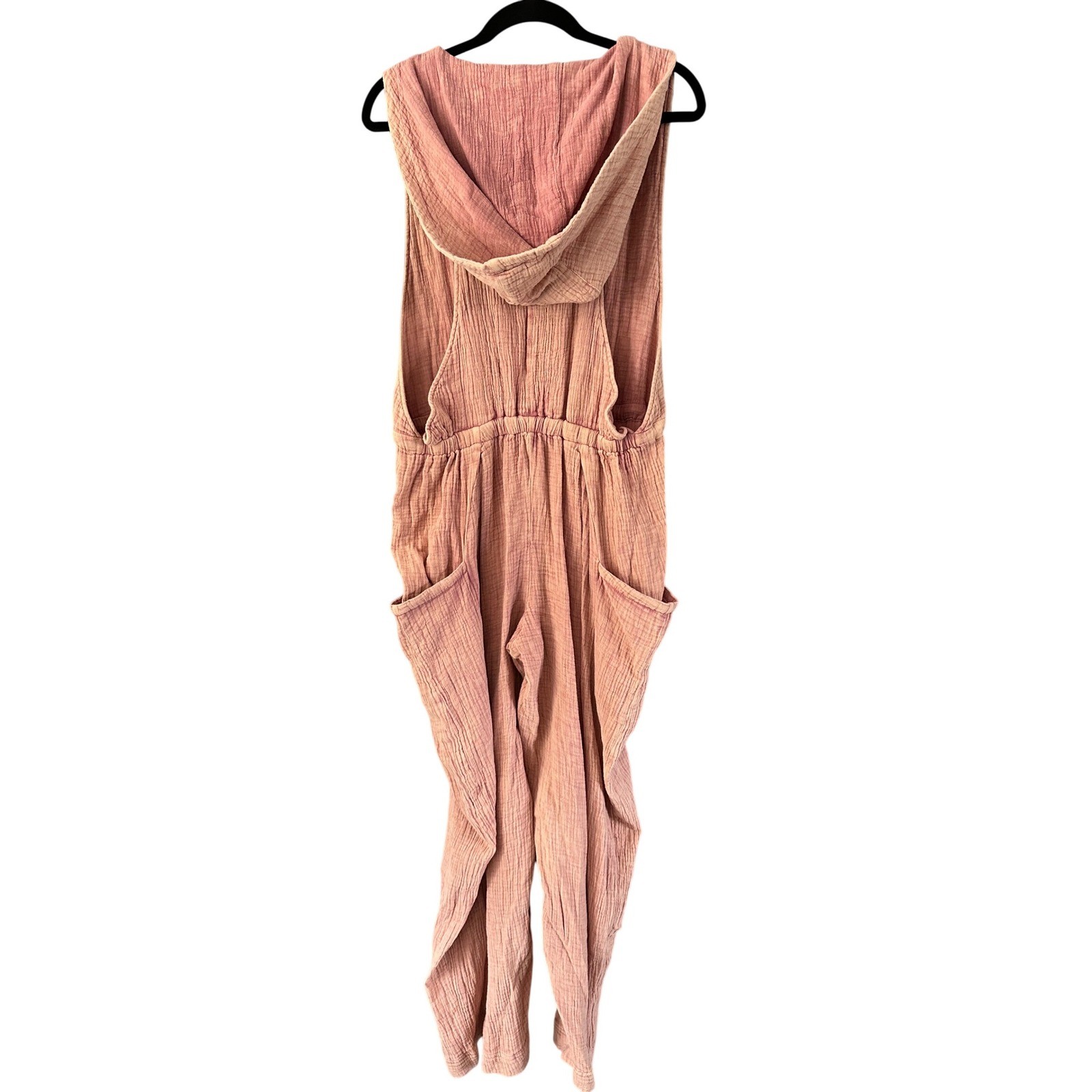 Oli & Hali Pink Muslin 100% Cotton Hooded Jumpsuit LARGE