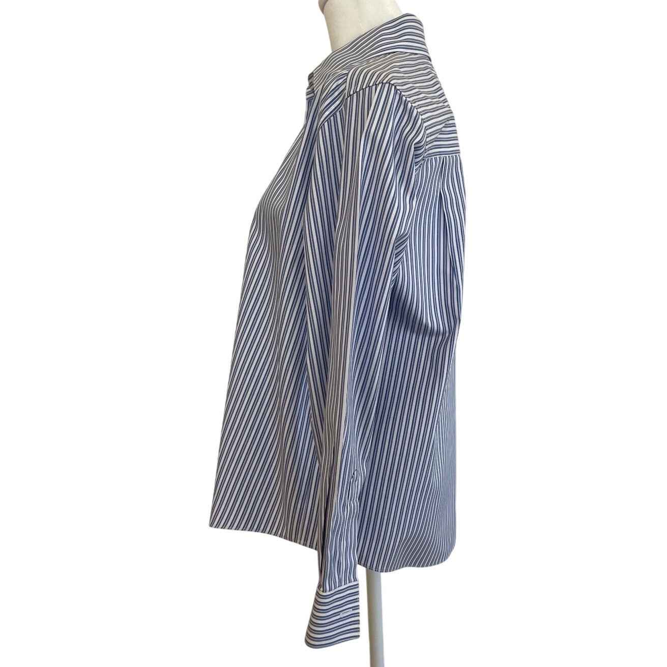 Talbots Petites Blue White Striped Wrinkle Resistant Button Down Shirt Size 10P
