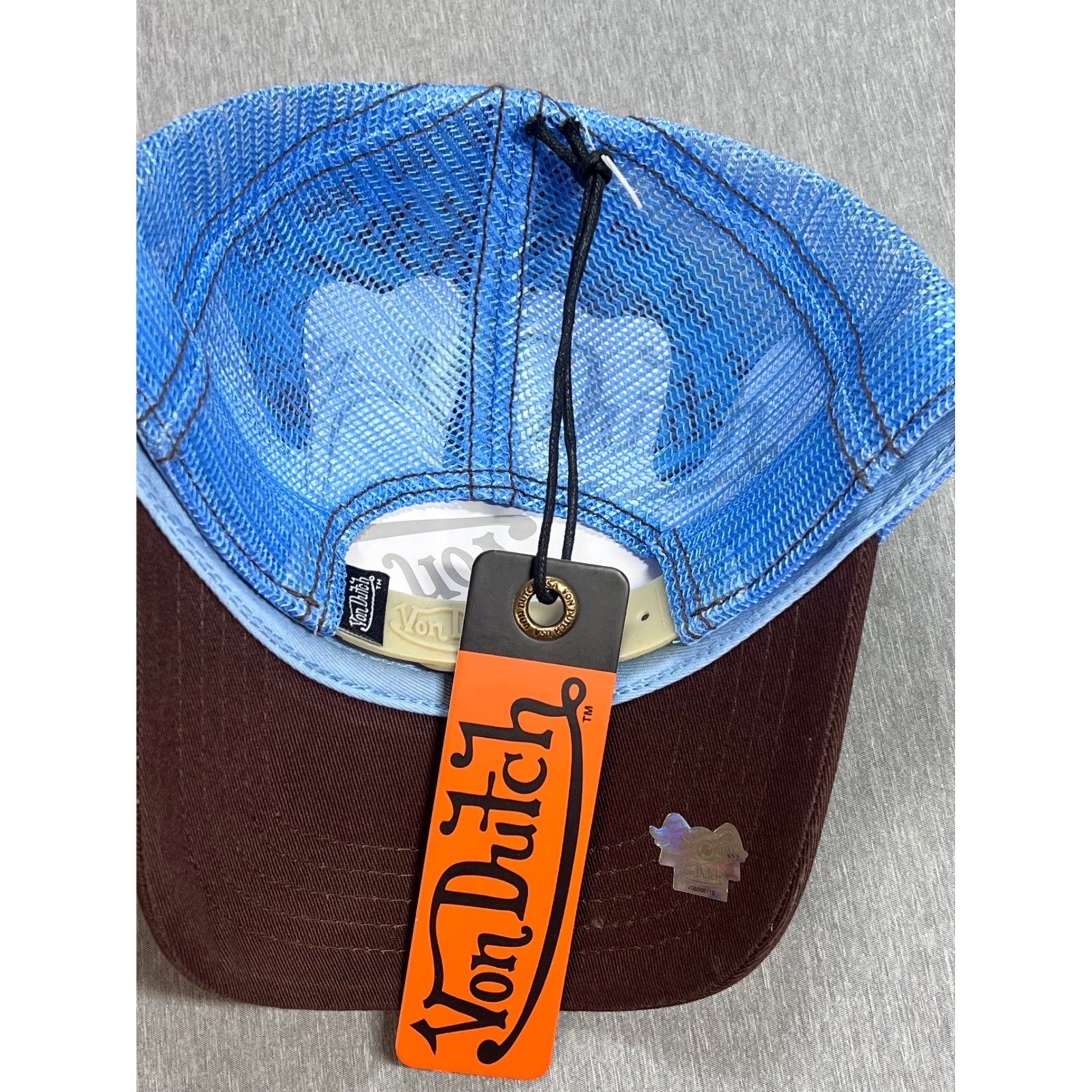 NEW Von Dutch Hat Brown Americana Patch Trucker Mesh SnapBack Cap Retro Y2K