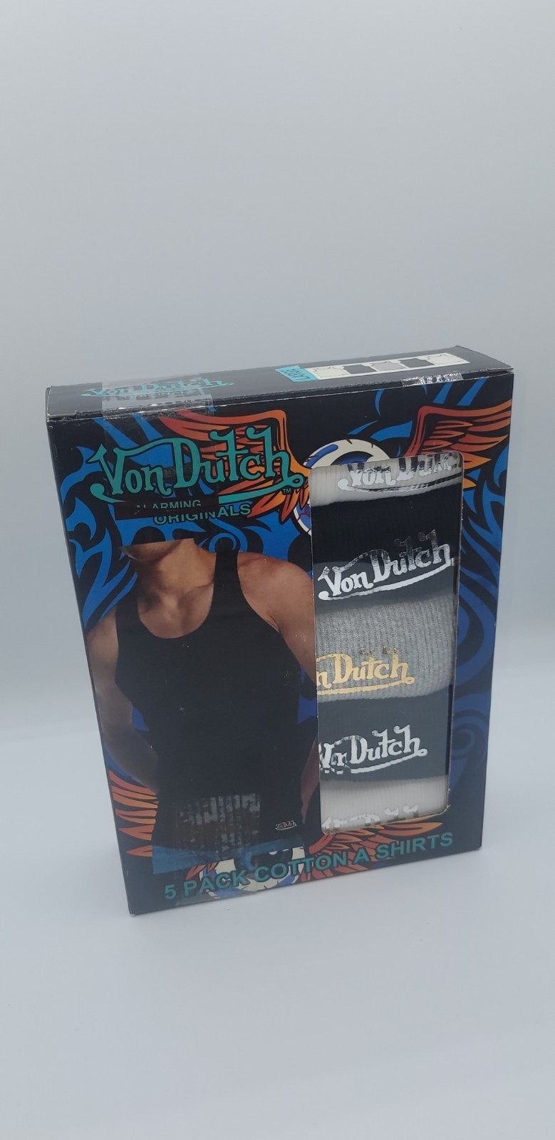 VON DUTCH MEN’S 5-PACK MULTI RIBBED COTTON A TANKS SIZE L (42-44″) NEW