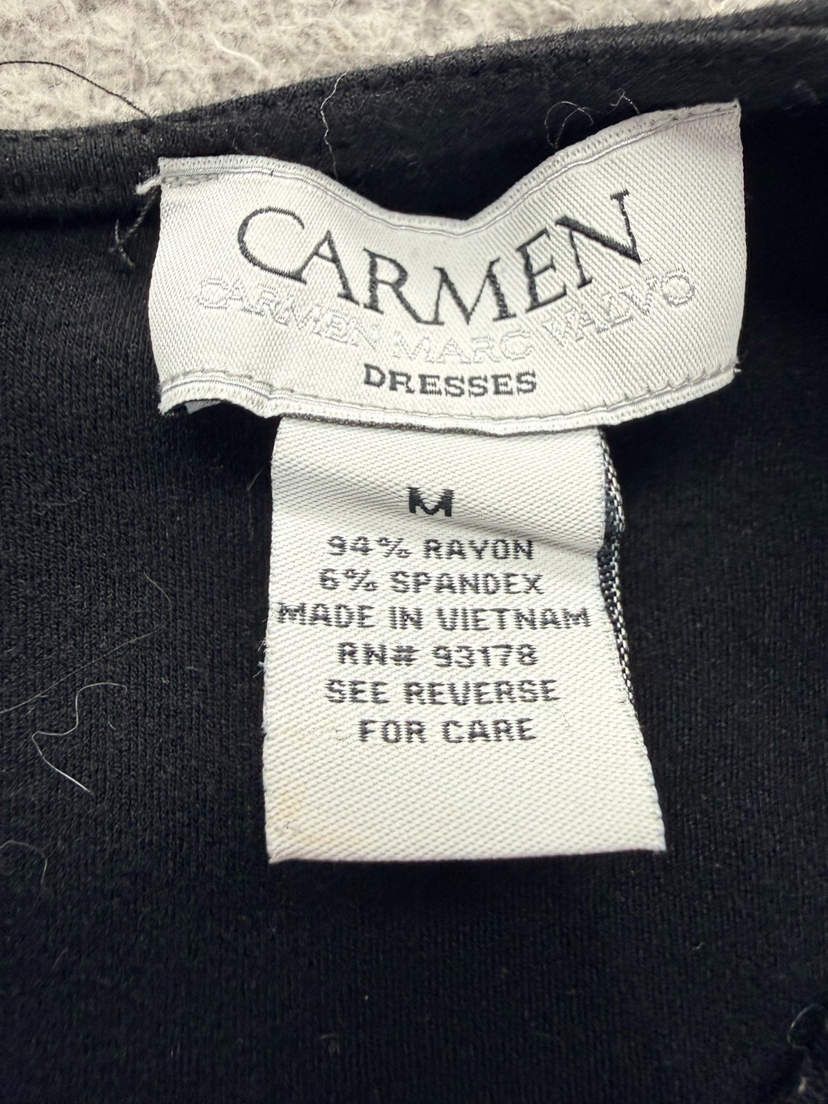Carmen Marc Valvo Sheath Dress Medium Black Mini Minimalist Goth Corporate Chic