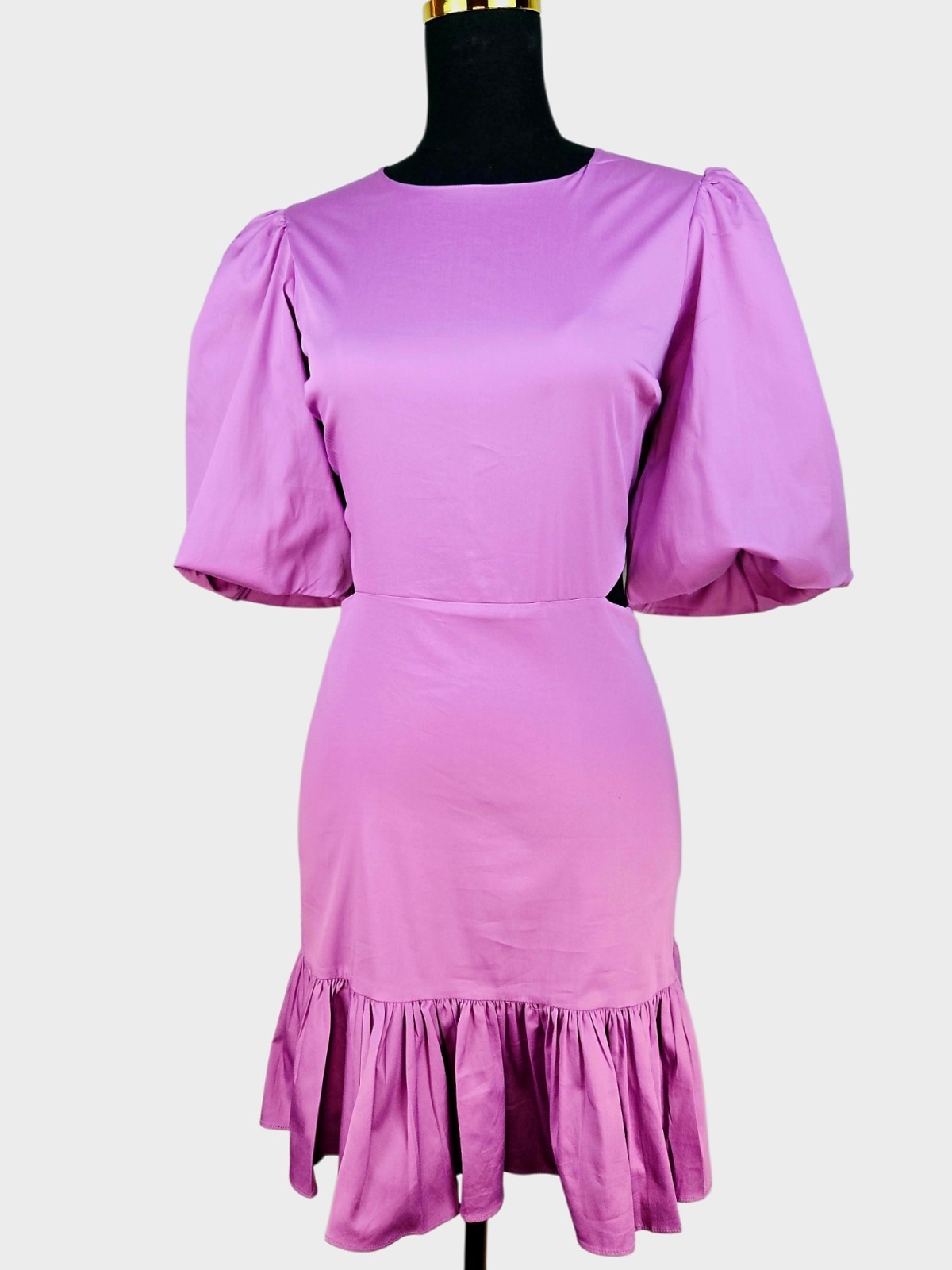 NWT $498 Veronica Beard Iker Dress Vivid Orchid Puff Sleeve Cutout Dress 8