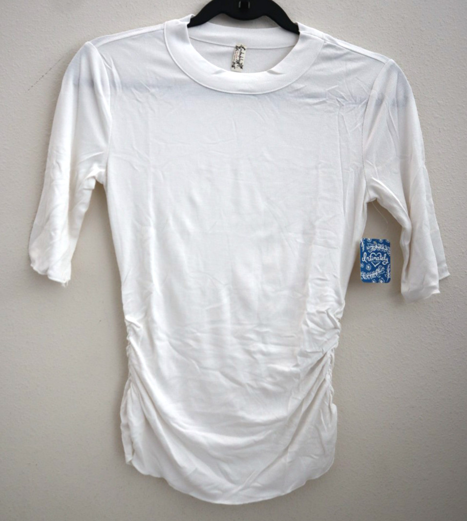 Intimately Free People OB1060305 Women’s Sz Small White Talk To Me T-Shirt