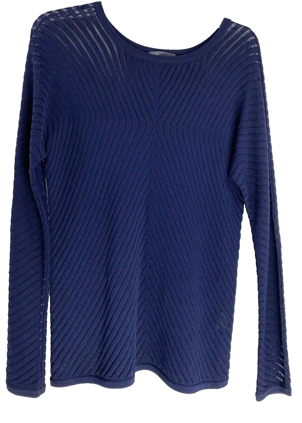 Vince Long Sleeve Sweater Women’s Navy Blue Ribbed Knit Pull Over Mesh XS