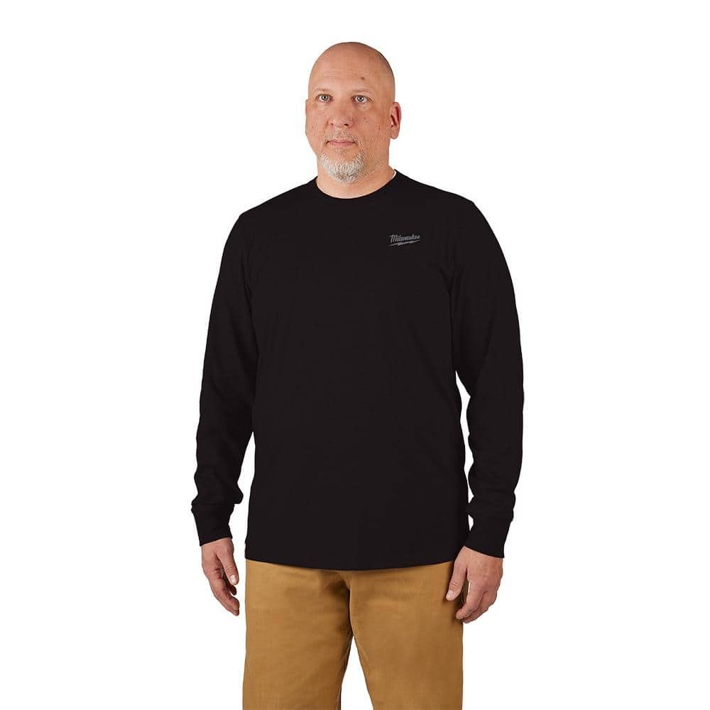 Milwaukee Men’s X-Large Black Cotton/Polyester Long-Sleeve Hybrid Work T-Shirt