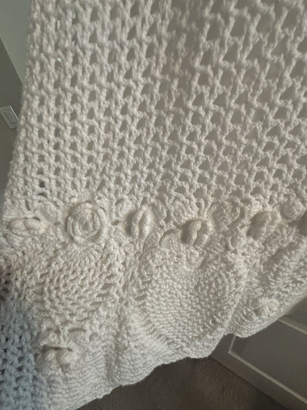 INC International Concepts White Crochet Fit & Flare Dress Round Neck Cap Sleev…