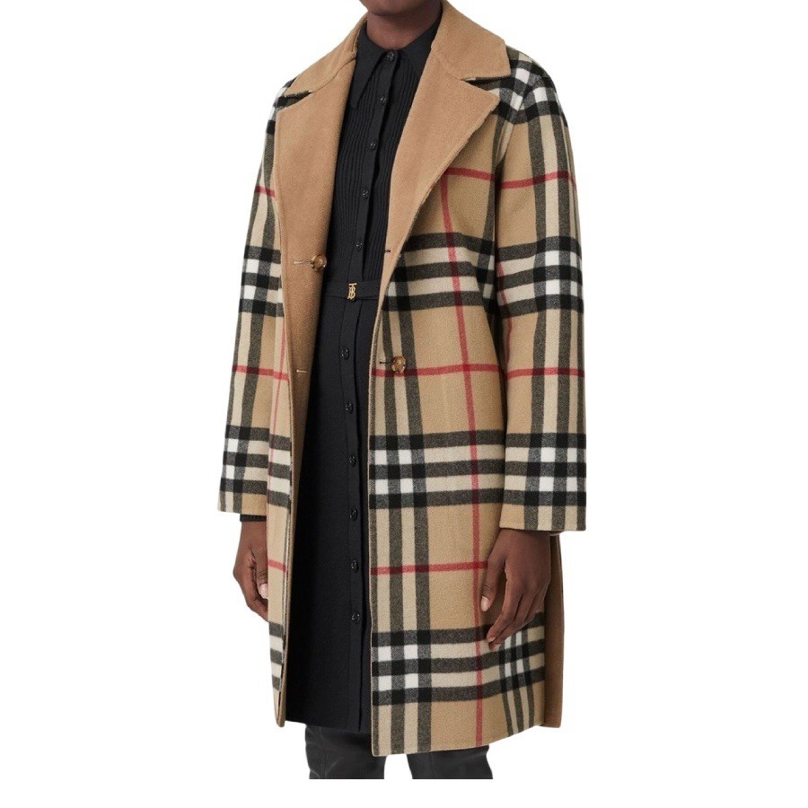 Burberry Camel Reversible Trench Coat with 100% Wool Size 2