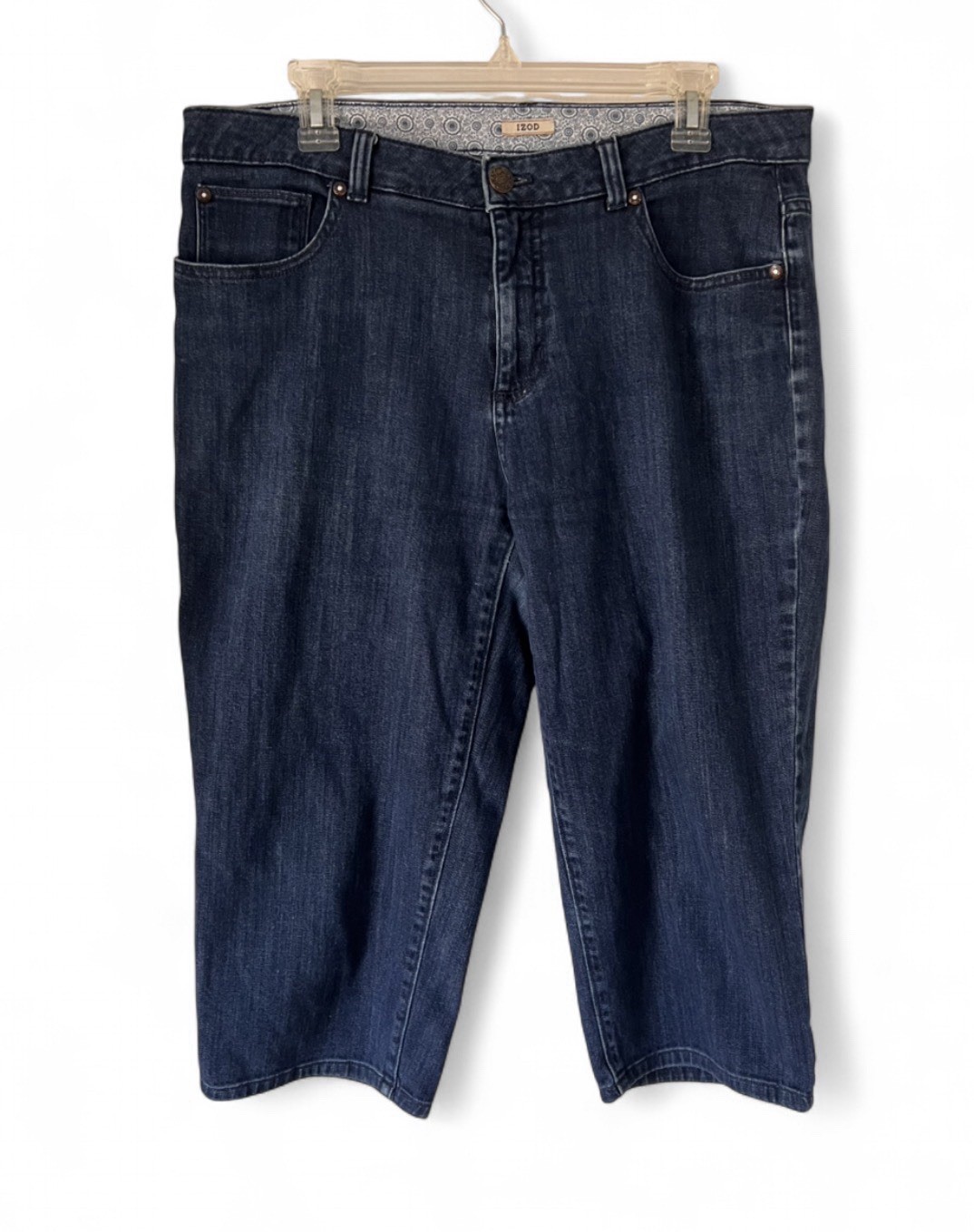 Izod Women’s Size 14 Blue Jean Capri Cropped Pants Blue Denim Cotton Spandex