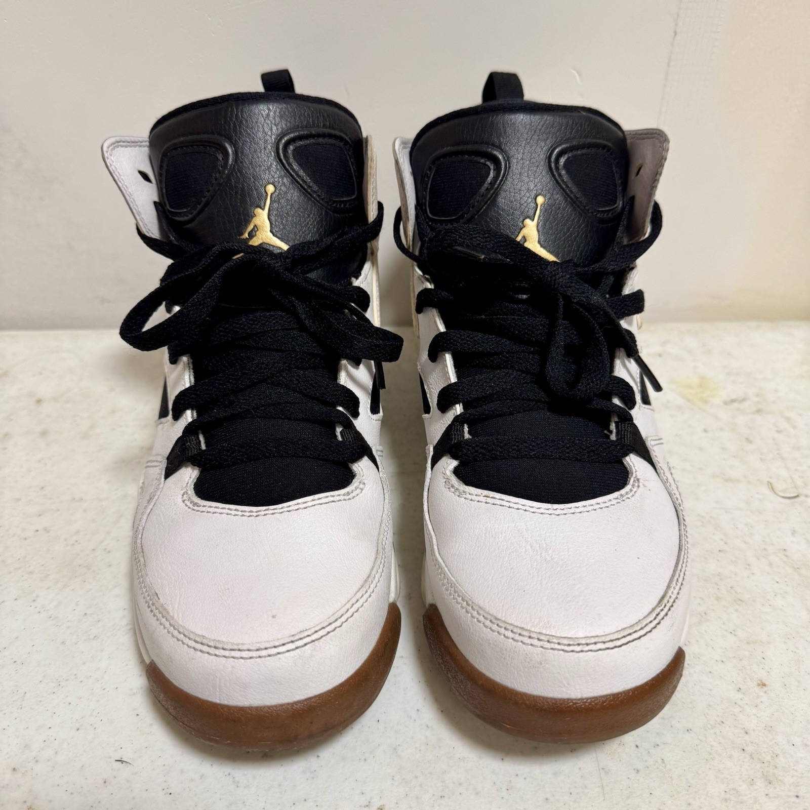 Jordan Flight Club 91 Kids White Black Gold Sneakers 555333-121 Size 7.5Y