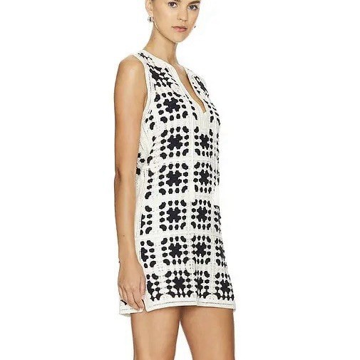 Frame Crochet Pop Over Tassel Mini Dress In Navy Women’s Size X-Small