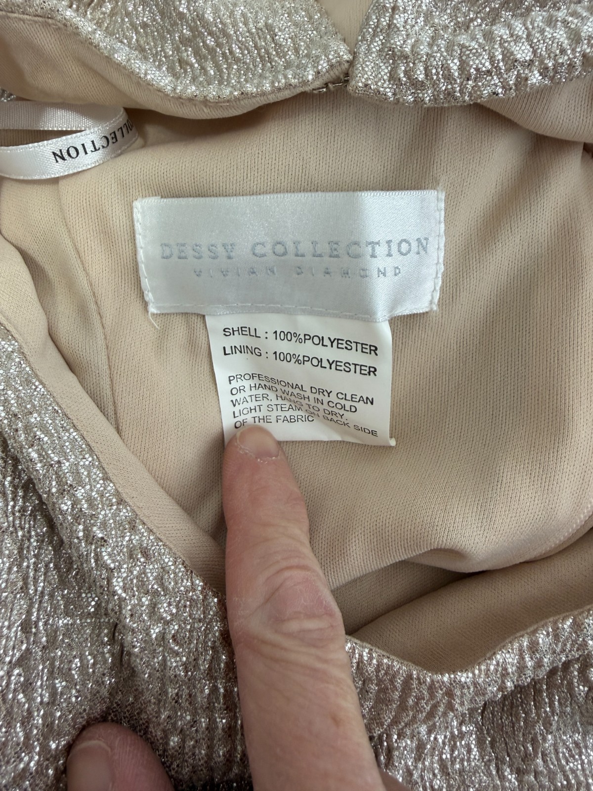 Dessy Collection Rose Gold Sparkling Sleeveless Dress Ball Gown Womens Size 8