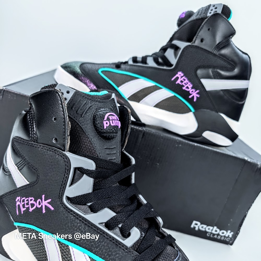 Reebok Shaq Attaq Pump US 13 Men’s Black White Purple Blacktop Retro HR0501 NIB