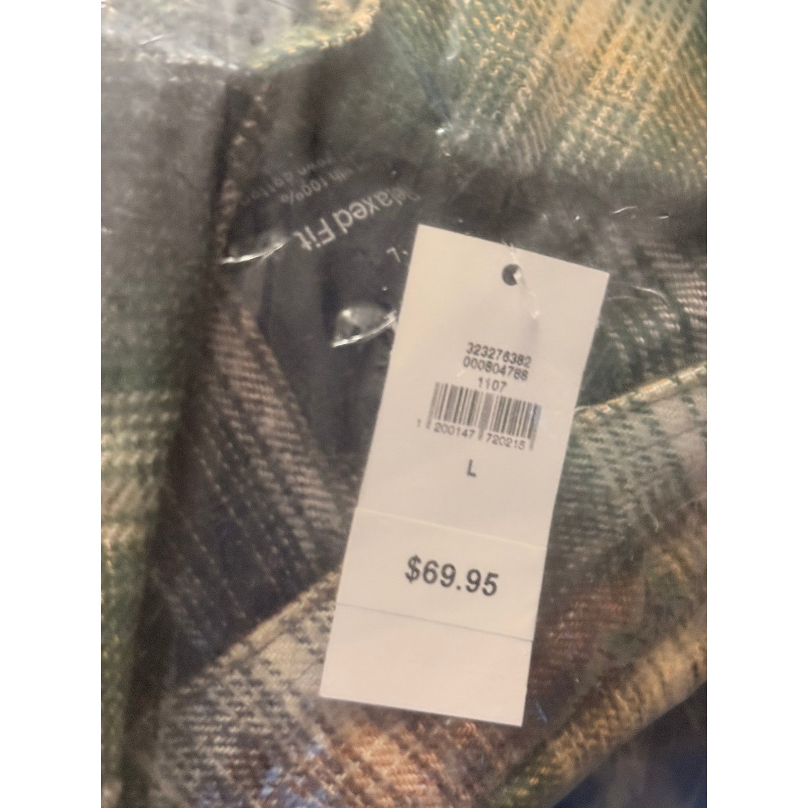 Gap Flannel Shirt Mens L Black Shadow Plaid Organic Cotton Relaxed Fit