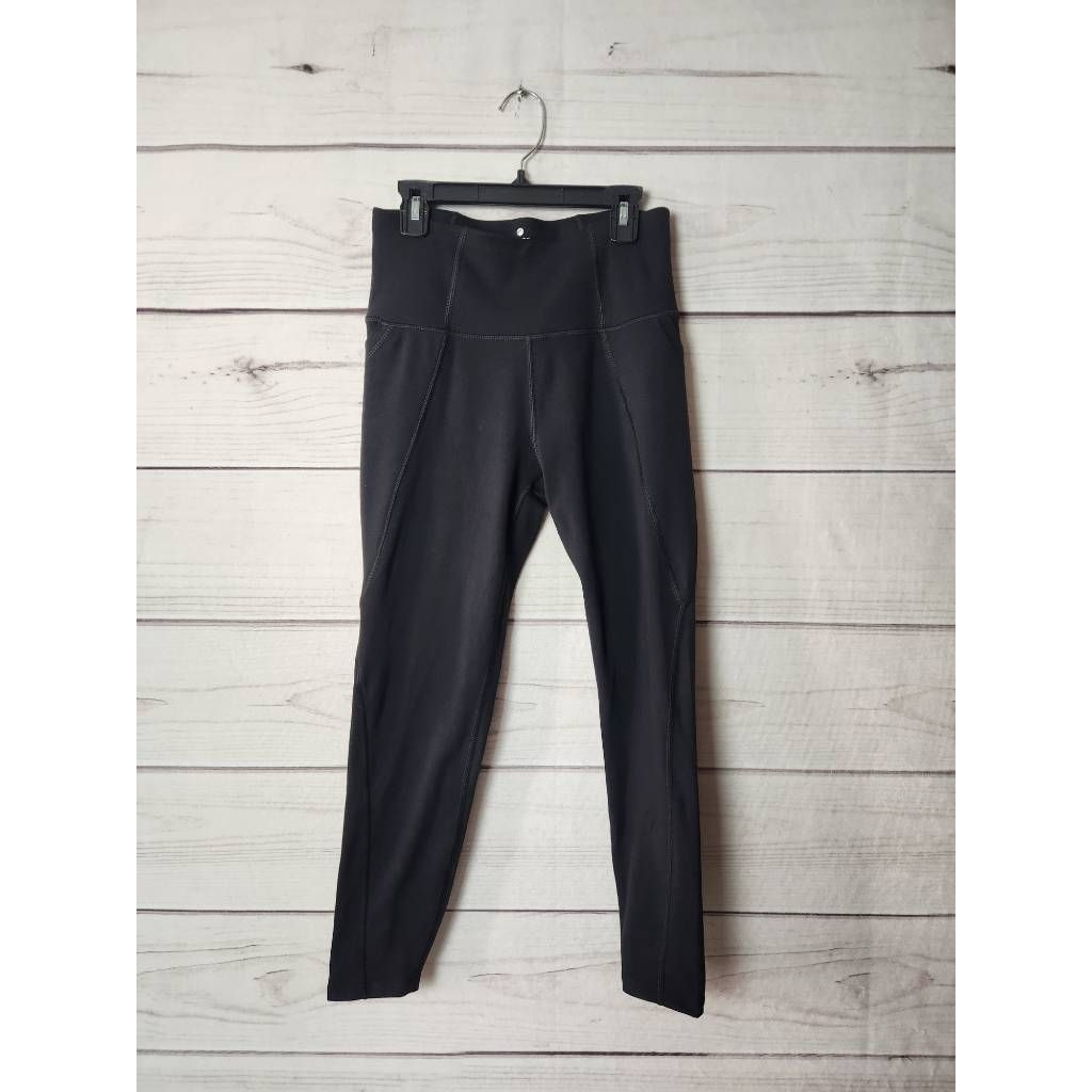 Apana Womens Leggings Pants Black Stretch Yoga Waistband Pull On Activewear S