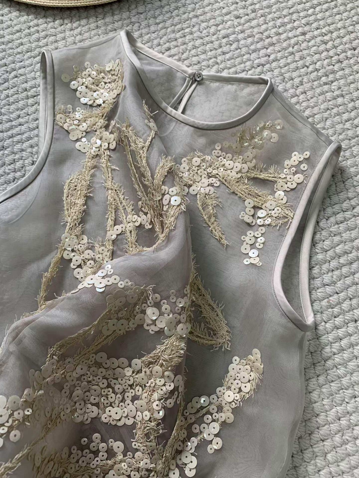Brunello2026Cucinelli Sequin Open Knit Tank Top SS26 Cotton