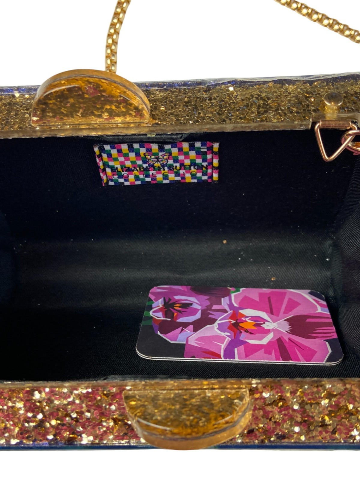 Elizabeth Sutton Collection Clutch Aspen Detachable Gold Plated Chain Strap NWOT