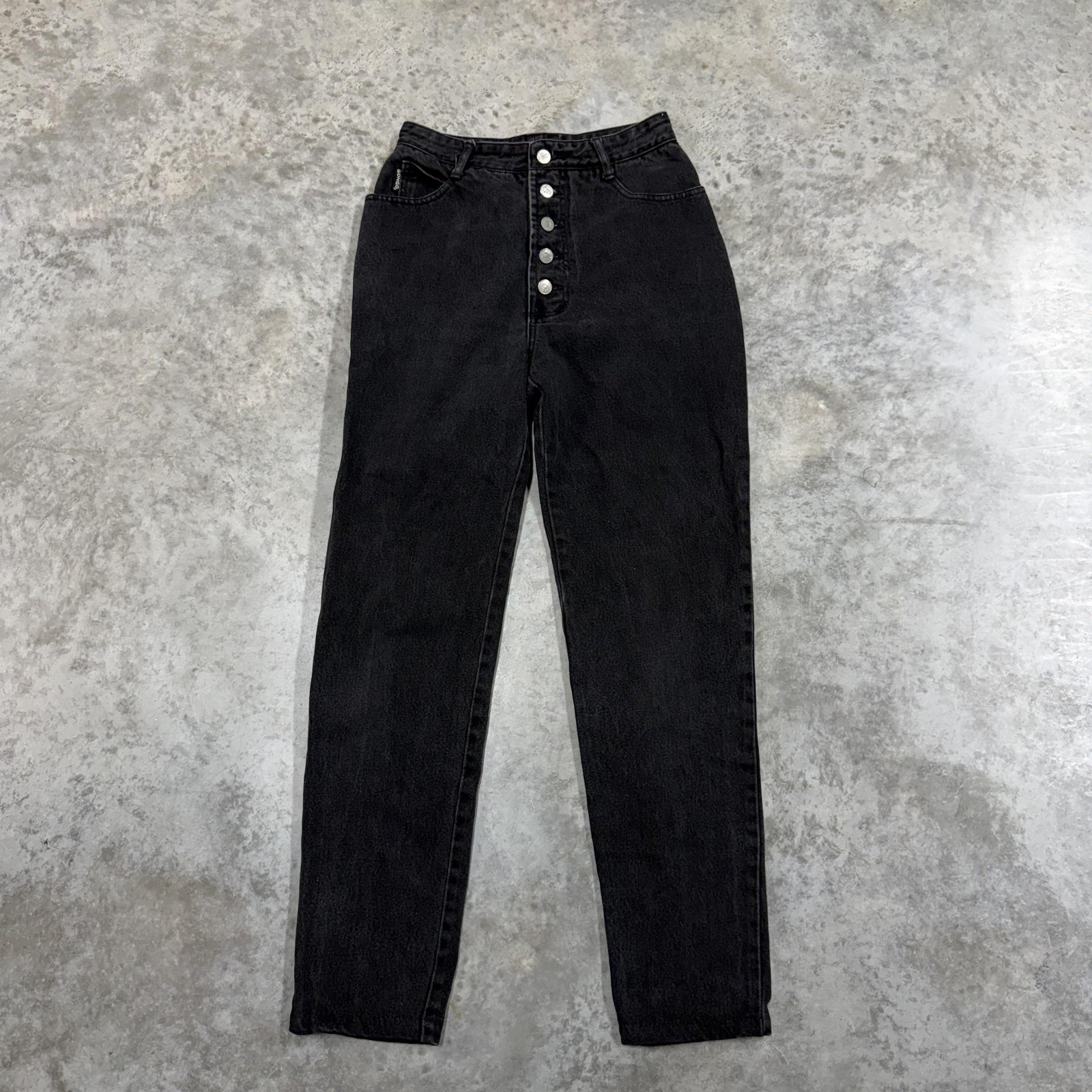 Vintage Bongo Jeans Juniors 7 Black High Rise Mom Tapered Leg Made USA 90s